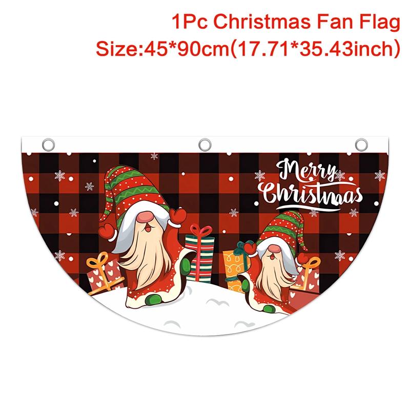 Christmas Outdoor Fan-shaped Flag Banner Christmas Decor for Home 2025 Cristmas Drop Ornament Xmas Navidad Gift New Year 2025