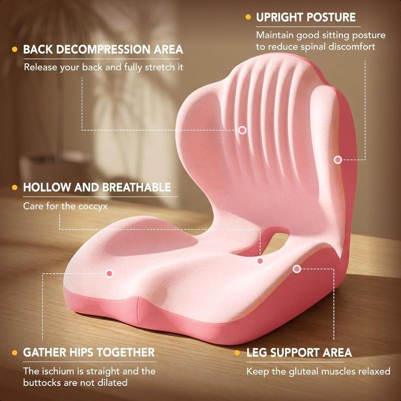 Ergonomic seat cushion, L-shaped integrated design office chair seat cushion, coccyx hollow memory foam orthopedic seat cushion