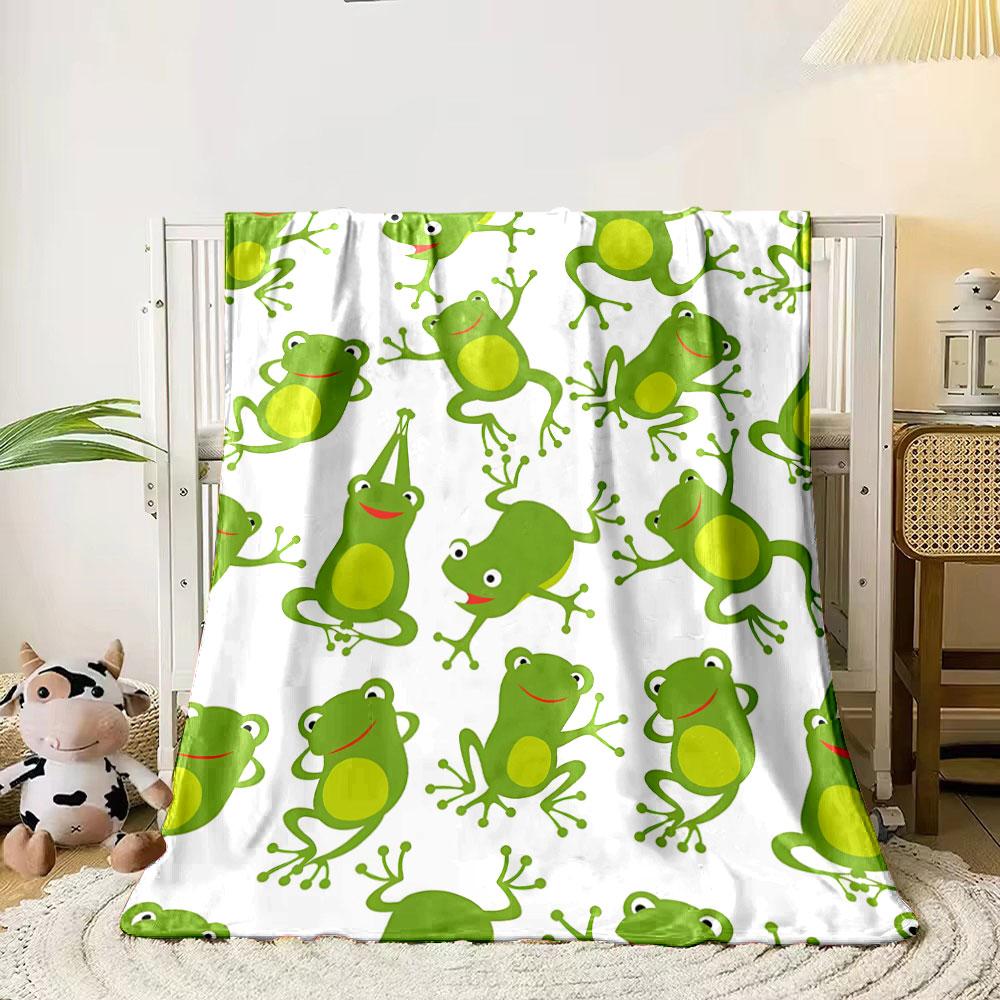 Cute Green Frogs Blanket bedroom Blanket for Livingroom Couch lunch break Soft throw for Friend's festival Gift