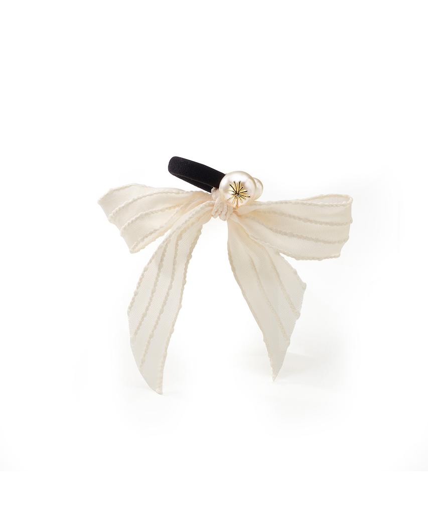 Findelise Signature Star Pearl Ribbon Hair Tie Ivory