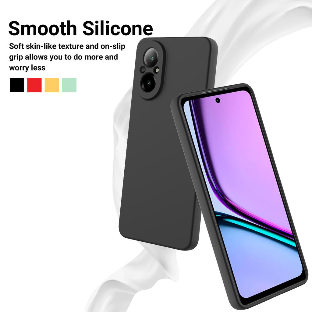 For Realme C67 4G Case Liquid Silicone Fiber Lining Protective Phone Cover with Strap