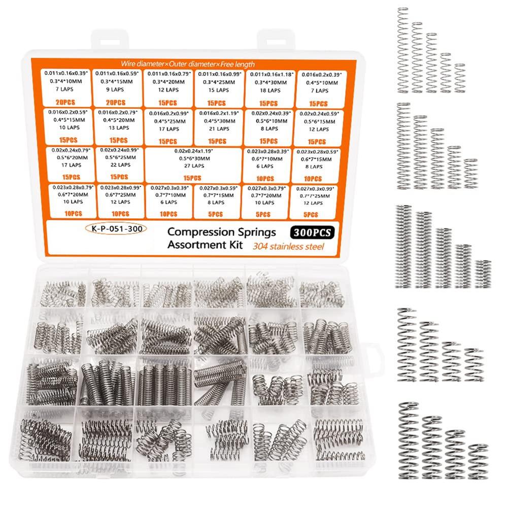 300Pcs Compression Springs Assortment Kit 23 Different Sizes Small Springs Set For Electronics Mechanical Repair DIY Tools 300pcs