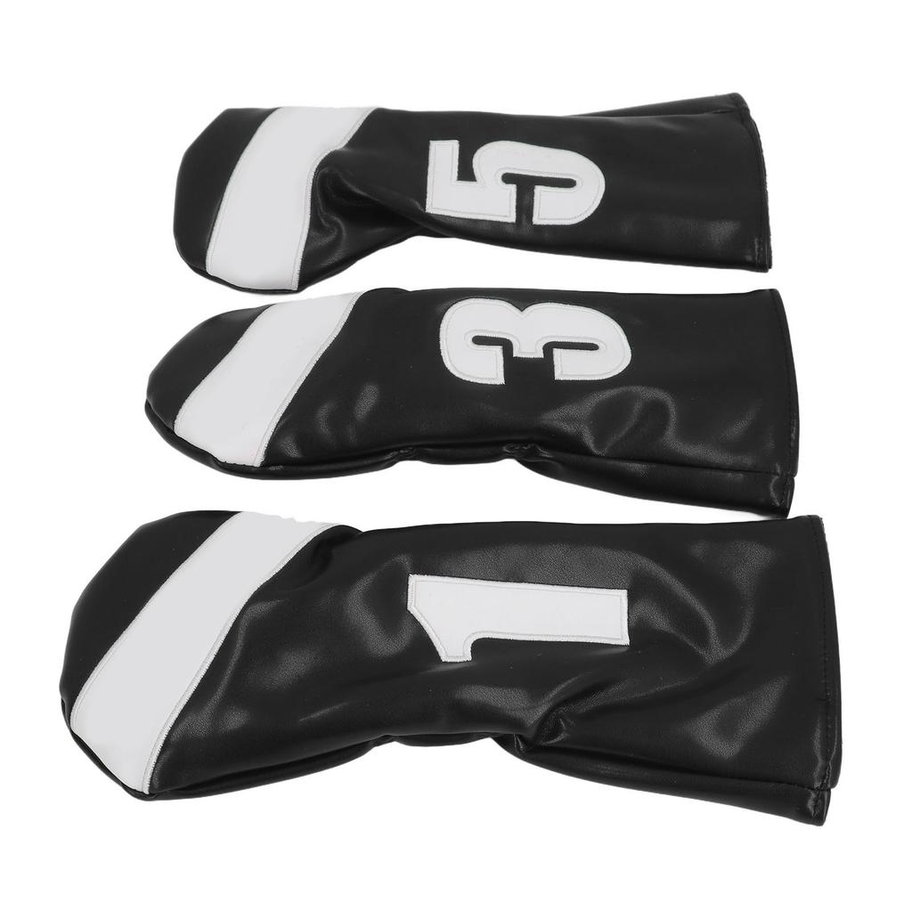 3PCS Head Cover PU Leather Waterproof Protective Headcovers Set with Plush Lining for Woods