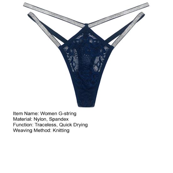 Sexy ženy Tanga G-string Nízký pas Průhledný Průsvitný Dutý Květinová Krajka Drahokamy Ramínka Prodyšné Měkké Dámské Spodní prádlo Krátké kalhotky
