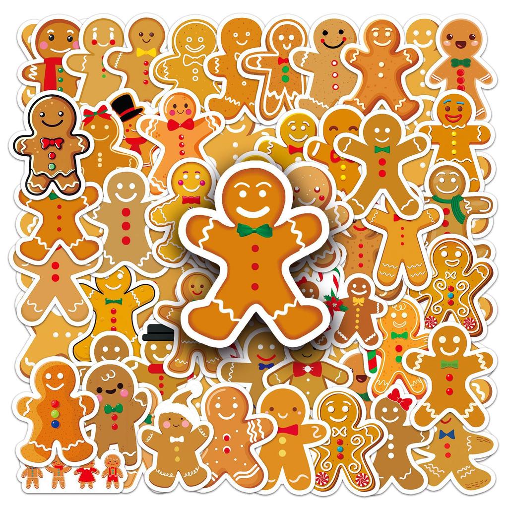 50 Gingerbread Man Personalized Christmas Creative Sealing Stickers for Decorating Suitcases and Phone Cases