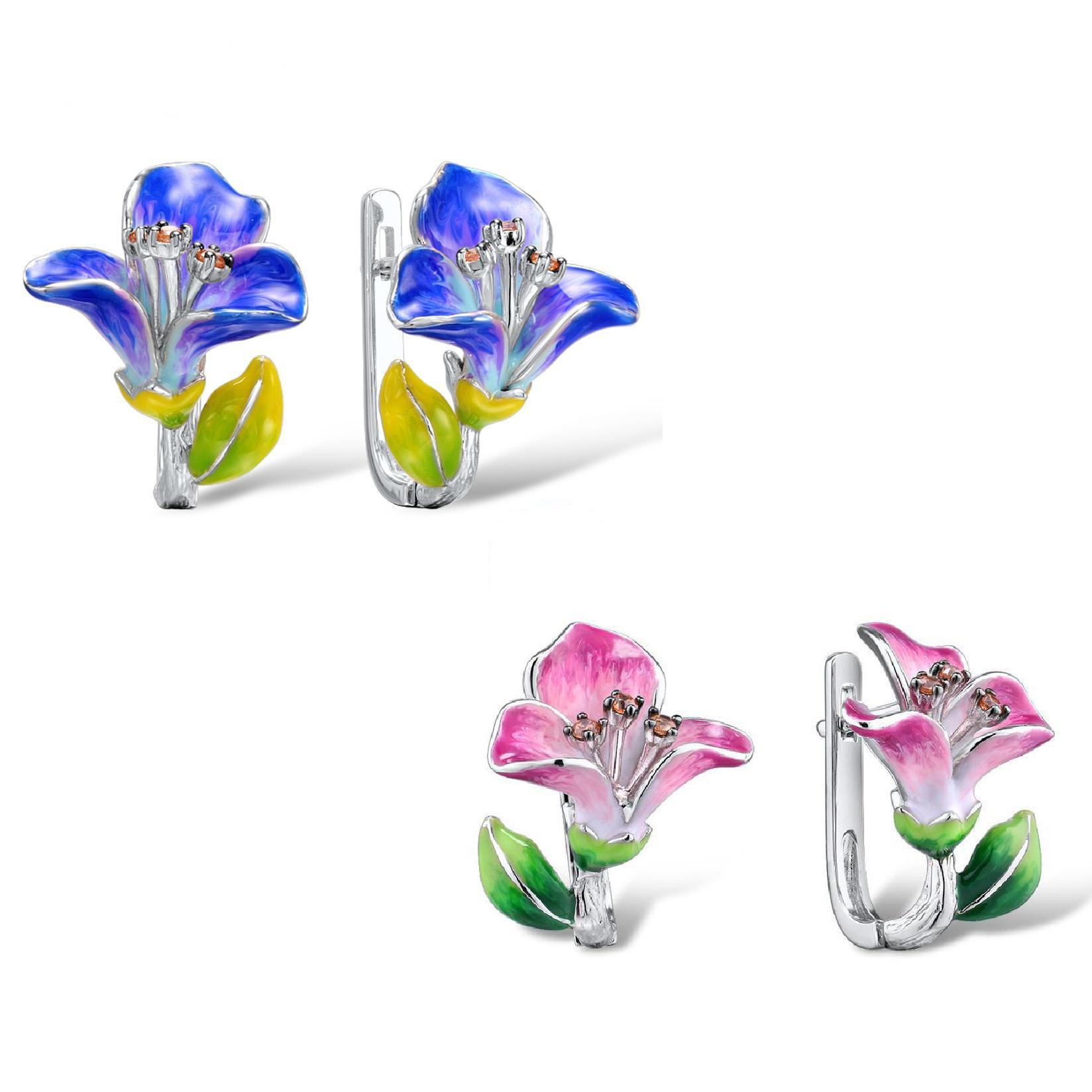 

2 шт., красивые эмалированные серьги-гвоздики с цветущим цветком, изящные серьги-гвоздики для помолвки, свадебной вечеринки, ювелирные изделия