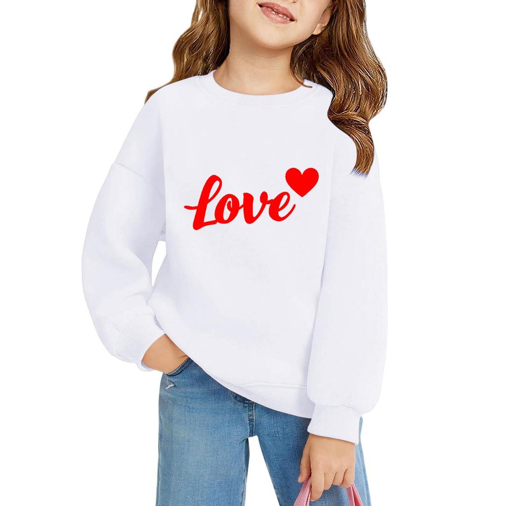 Mädchen Rundhals-Pullover für Kinder Bedruckte Baby-Oberteile Valentinstag