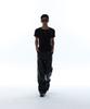 MORE THAN BLACK Logo One Side Half Zip Up Knit