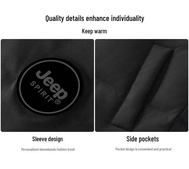 Jeep Spirit Warm Down Jacket for Couples - Men's and Women's Winter Coat with Custom Logo