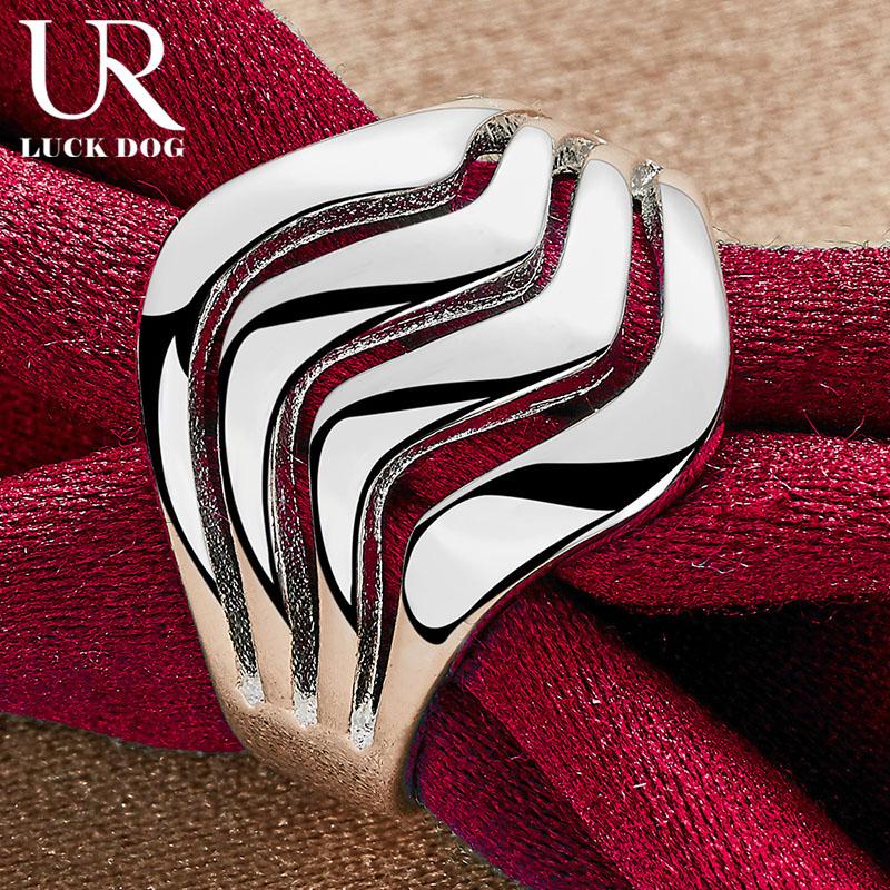 Inel cu suprafață netedă cu patru linii din argint 925 Bijuterii de nuntă la modă