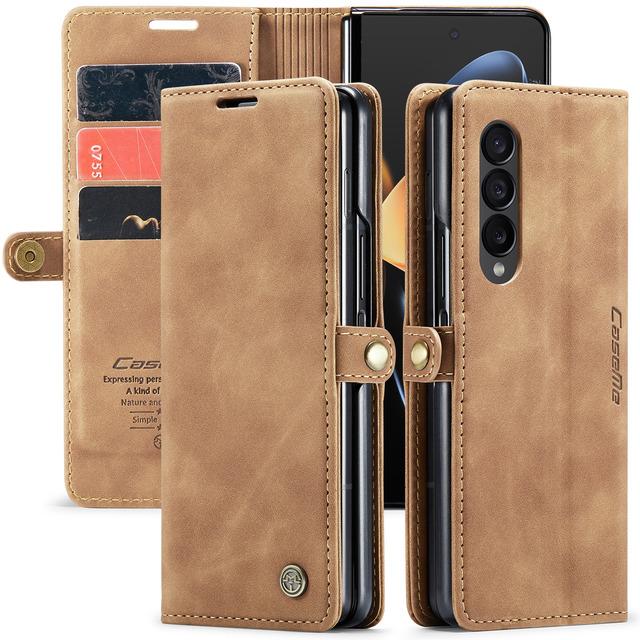 Anti -Scratch Vintage Leather Phone Bag Case For Samsung Galaxy Z Fold4 5g Fold 4 Zfold4 Card Slot Full Protection Cover Coque