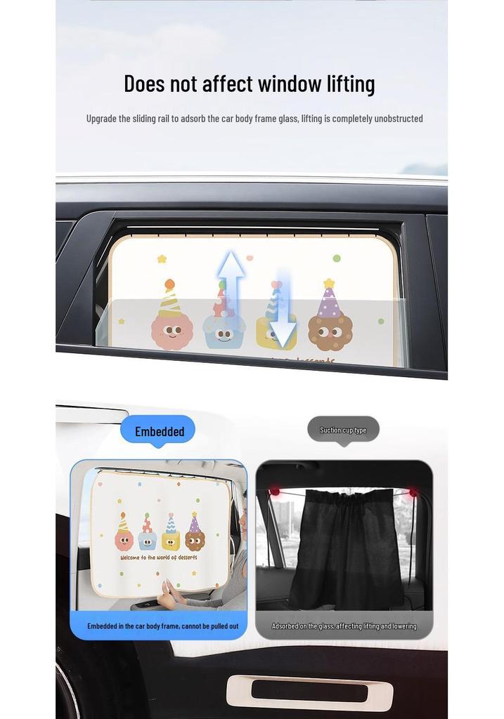Car Rear Seat Cartoon Sunshade Curtain - Baby Sun Protection & Heat Insulation