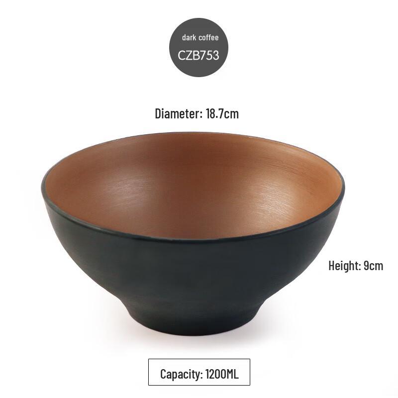Large Japanese Black Frosted Melamine Noodle Bowl