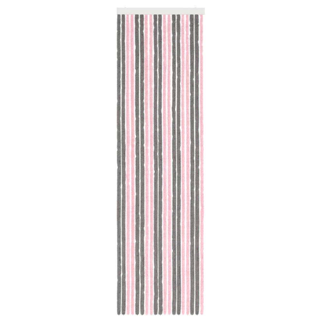 Insect Protection Curtain Chenille Silver Grey and Pink 56 x 200 cm