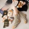 Women's Spring and Autumn Thickened Warm Wool Socks, Trendy Socks, Mid-calf Socks, Cartoon Bear Jacquard Women's Socks