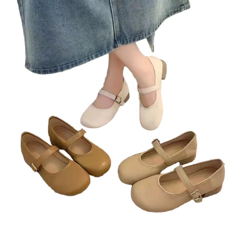 Mary Jane women's shoes flat shoes spring and autumn single shoes 2025 new shallow soft sole one-word buckle belt small leather shoes women