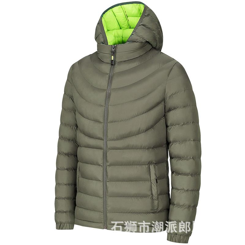 

New Autumn and Winter Feather Cotton Clothes Men s Hooded Stand-up Collar Men s Jacket XXXXL армія зелений колір