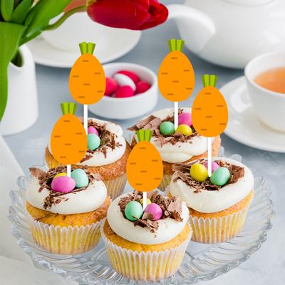 12 Easter Party Cakes, Small Flag Toppers, Party Decorations, Cupcakes, Paper Cup Flag Toppers Set