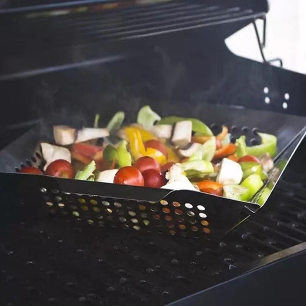 Large Capacity Metal BBQ Pan Heat Resistant Grill Basket Cooking Tools Grill Tray  Home Cooking