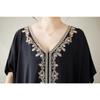 Solid Heavy Embroidery Plus Size Loose V-Neck Pullover Bohemian Vacation Solid Color Long Dresses