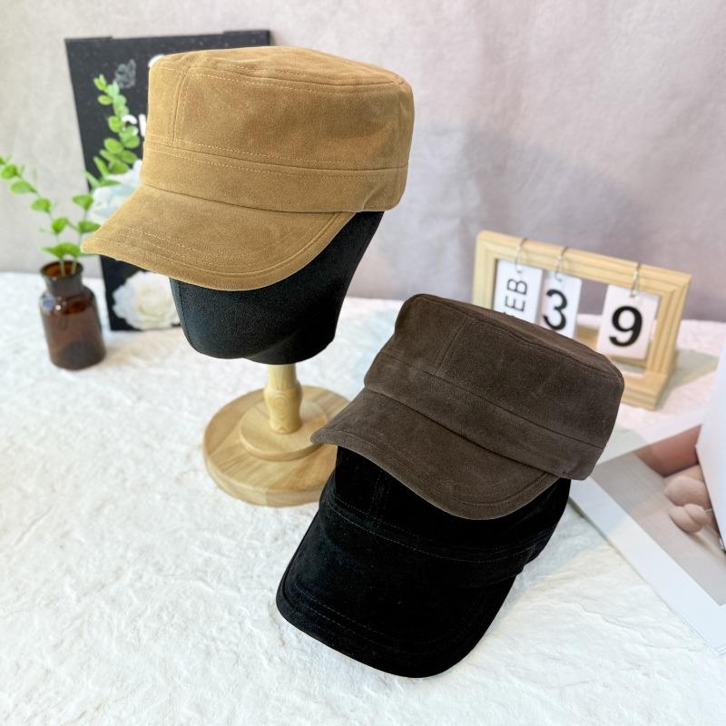 25 Early autumn new high-quality woolen flat-top hat women's solid color versatile trend shows the face small hat trend