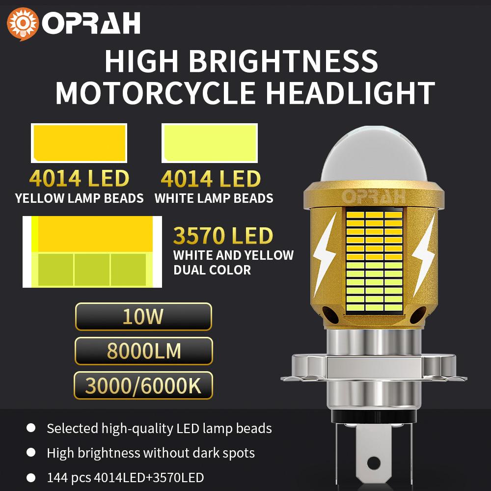 H4 H6 Motorcycle Headlight High Low Beam BA20D 4014 3570SMD Bulbs Canbus No Error Auto Fog Lamp Moto Motorcycle White Amber 12V