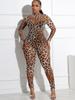 Sexy Leopard Print Mesh Bodycon Jumpsuit for Women