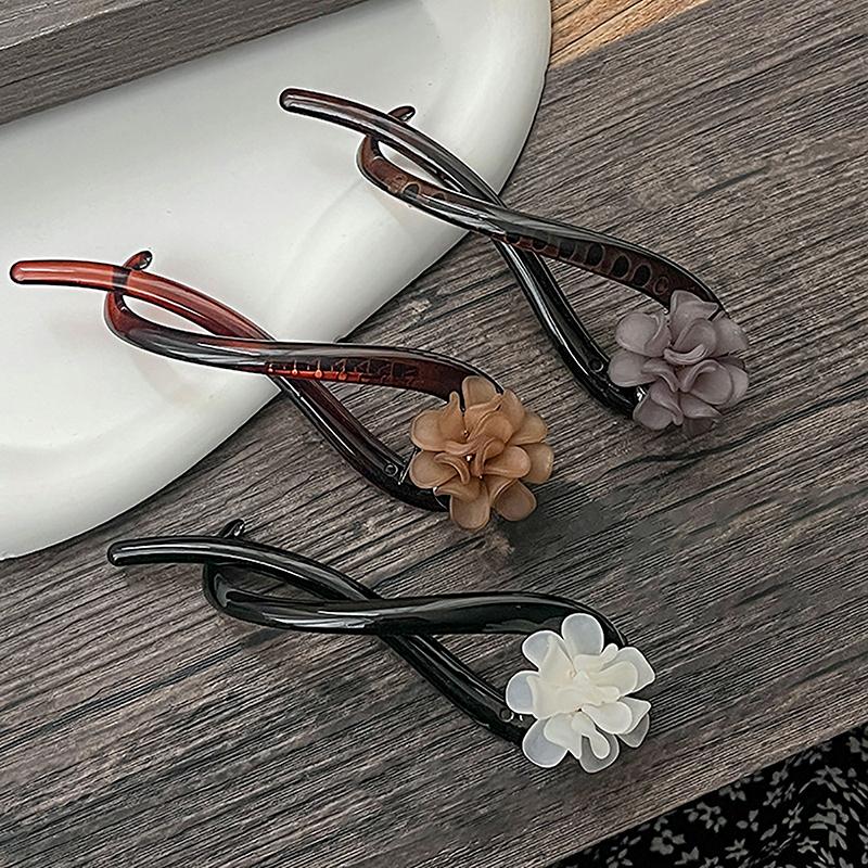 Vintage Elegant Flower Hairpins For Women Girls Ponytail Twist Hair Clips Fashion Shark Clip Exquisite Hair Accessories Gifts
