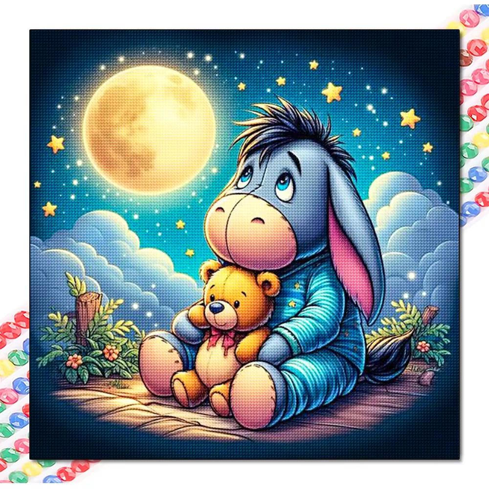 

Disney Classic Character Eeyore 5D Diamond Embroidery Art Gem Sticker Handmade DIY Decorative Painting Round 20x20cm