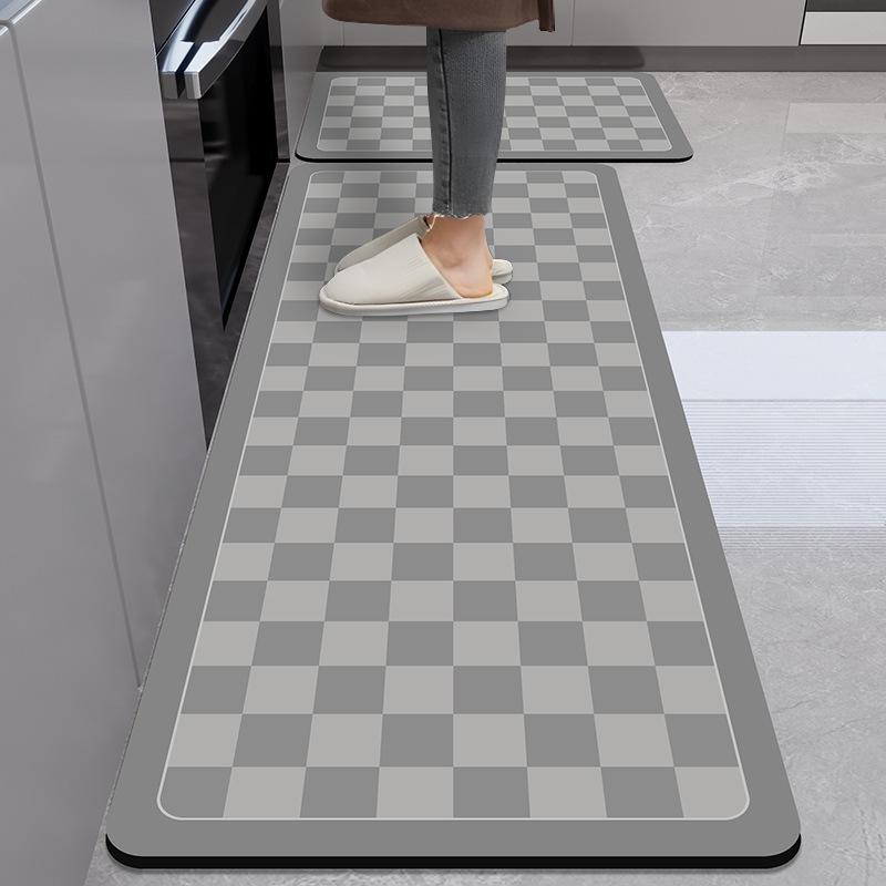 Marble Pattern Kitchen Anti-Oil Diatom Mud Mat: Water-Absorbing, Quick-Drying, Non-Slip, Easy-Care.