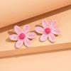 Handwoven Raffia Flower Earrings Lightweight Hollow Design Natural Material Floral Shape Summer Accessory for Women and Girls