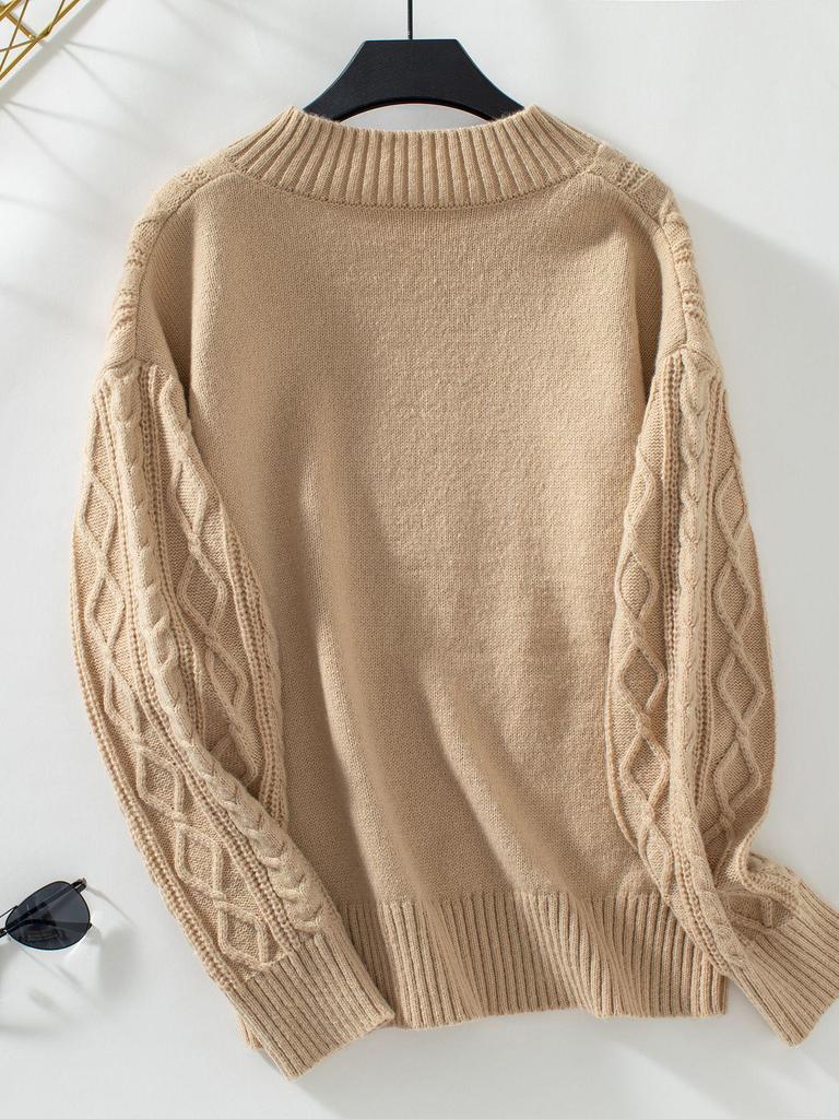 Fuzzy Solid Color Knit Cardigan: European & American Style Women's Retro Loose Long Sleeve Sweater for Autumn & Winter