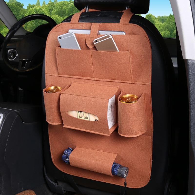 Felt Car Back Seat Organizer with 7 Pockets, Car Back Seat Kick Protector, Multi-Function Car Storage Bag, Home Felt Storage Bag