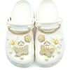 16Pcs Luxury Shoes Charm Set Crown Butterfly Flower Pearl Chain Shoe Decorations Buckle for Sandals Clogs DIY Accessories Gift