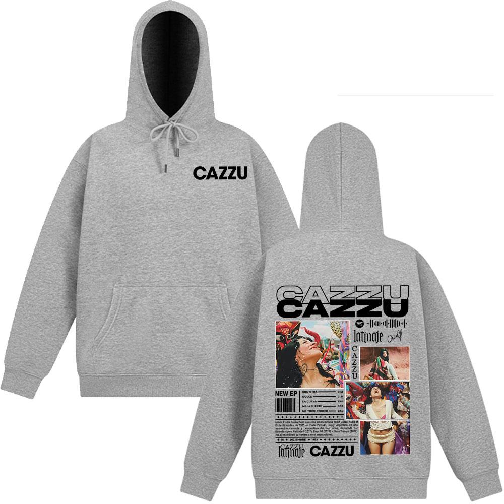 Singer Cazzu Tour 2025 Double-sided Print Hoodies Men's Women Hip-hop Sweatshirt Long-sleeved Casual Thick Aesthetic Sportswear