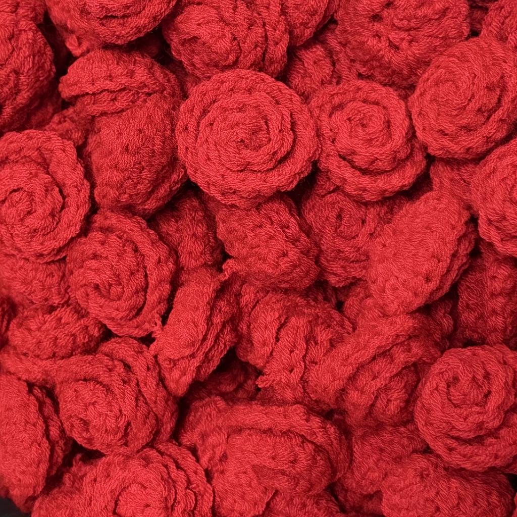 10 Stück Rote Häkelrosen, DIY Strickblumen-Set für Bouquet, Decke, Kleidung, Dekoration, Muttertag, Hochzeit, Heimdekoration
