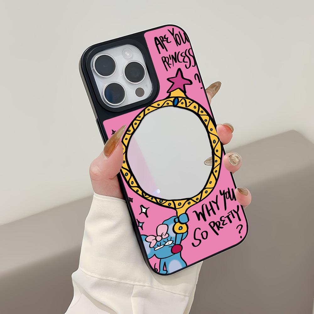 Mirror Phone Case for iPhone 15 11 13 14 for 15 16 Pro Max 12 13 16 Pro Cloud Flower and Animal Cute Style Phone Case