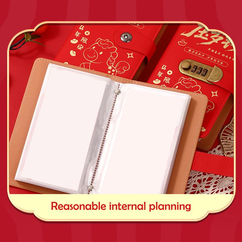 With Password Lock 100 Envelopes Money Saving Challenge Lucky Money Pu Savings Binder Reusable Portable Money Collection Book