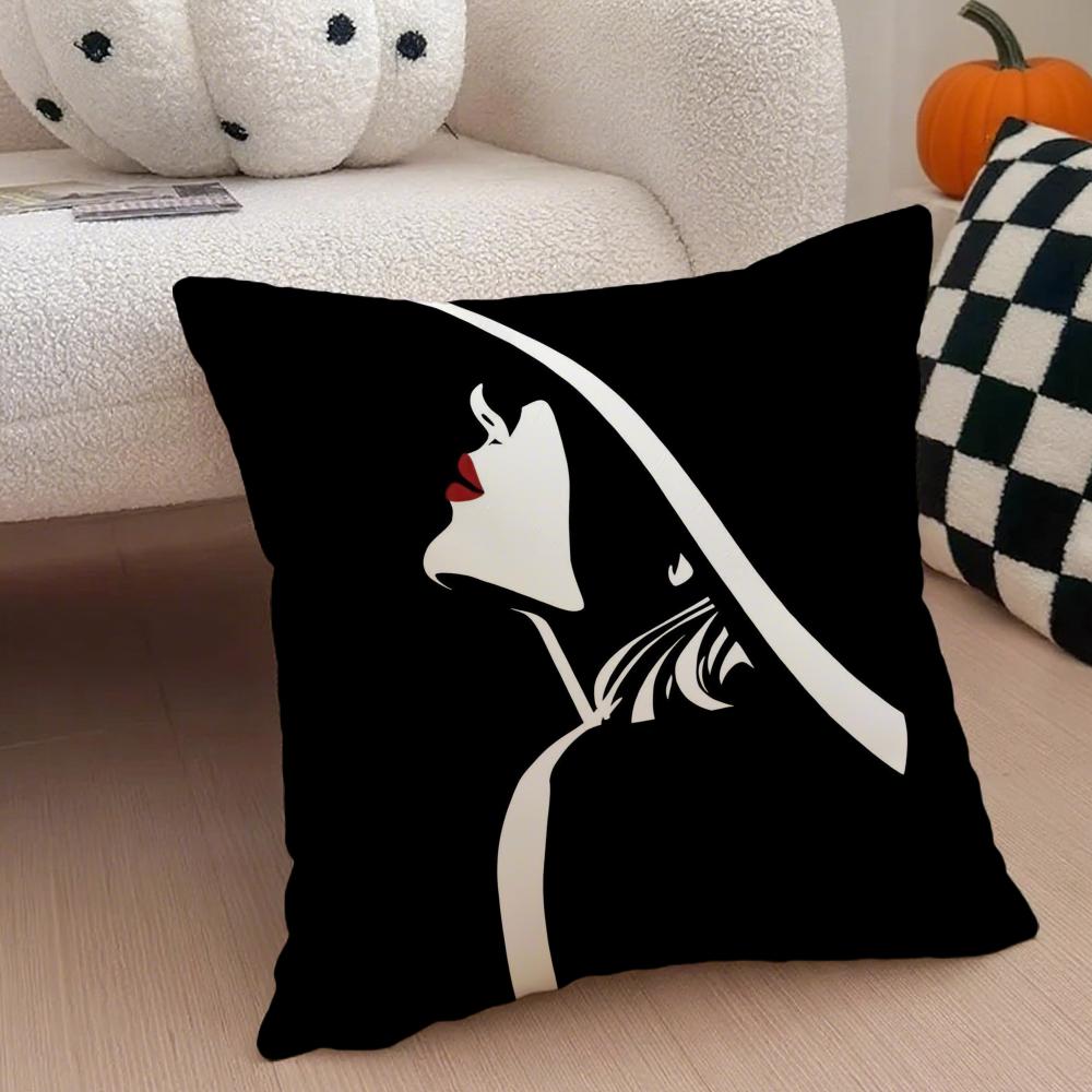 Elegant Vantage Anime Elegant Lady Pattern Cushion Cover Linen Pillow Case Soft Breathable Protective Couch Room Decoration