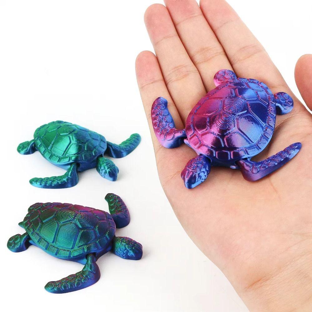 Cartoon 3D Printed Turtle Model Movable Sea Turtle Model Animal Figures  Creative Collection