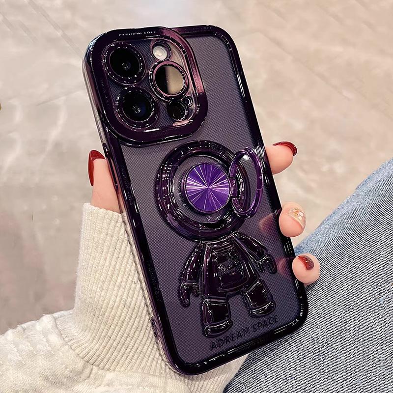 Electroplateastronaut Fold Stand Holder Case for Iphone 14 13 12 11 Pro Max Xs Xr X 14 7 8 Plus Luxury Soft Protective Shell