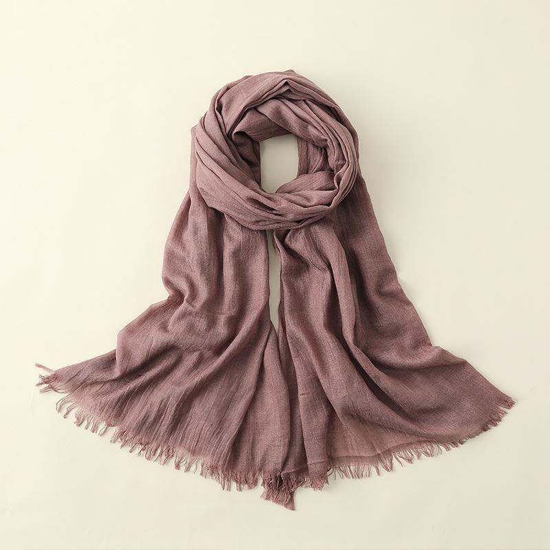 Women's Cotton Linen Artistic Solid Color Silk Scarf, Sun Protection Beach Neck Scarf, Japanese Style Long Gauze Scarf