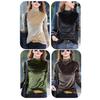 Half High Collar Long Sleeves Basic Top Women Autumn Winter Velvet Pure Color Bottoming Shirt