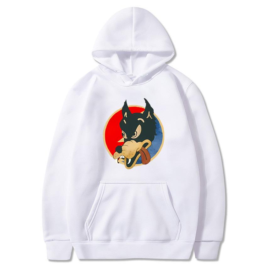 2025 Autumn/Winter Solid Color Wolf Head Classic Hoodie Men's Daily Casual Harajuku Hoodie Y2K Street Wear Warm Hoodie