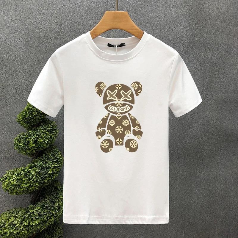 New Design High Quality Luxury Brand Bear Printing_ Cotton Printed Unisex's T-Shirt Fashion Trendy Brand Unisex's Couple Top T-Shirt