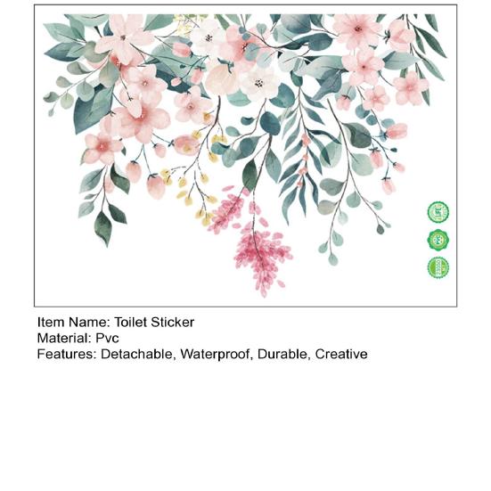 Toilet Sticker Green Leaf Floral Stickers Removable Waterproof Wall Decals Home Bathroom Decorations