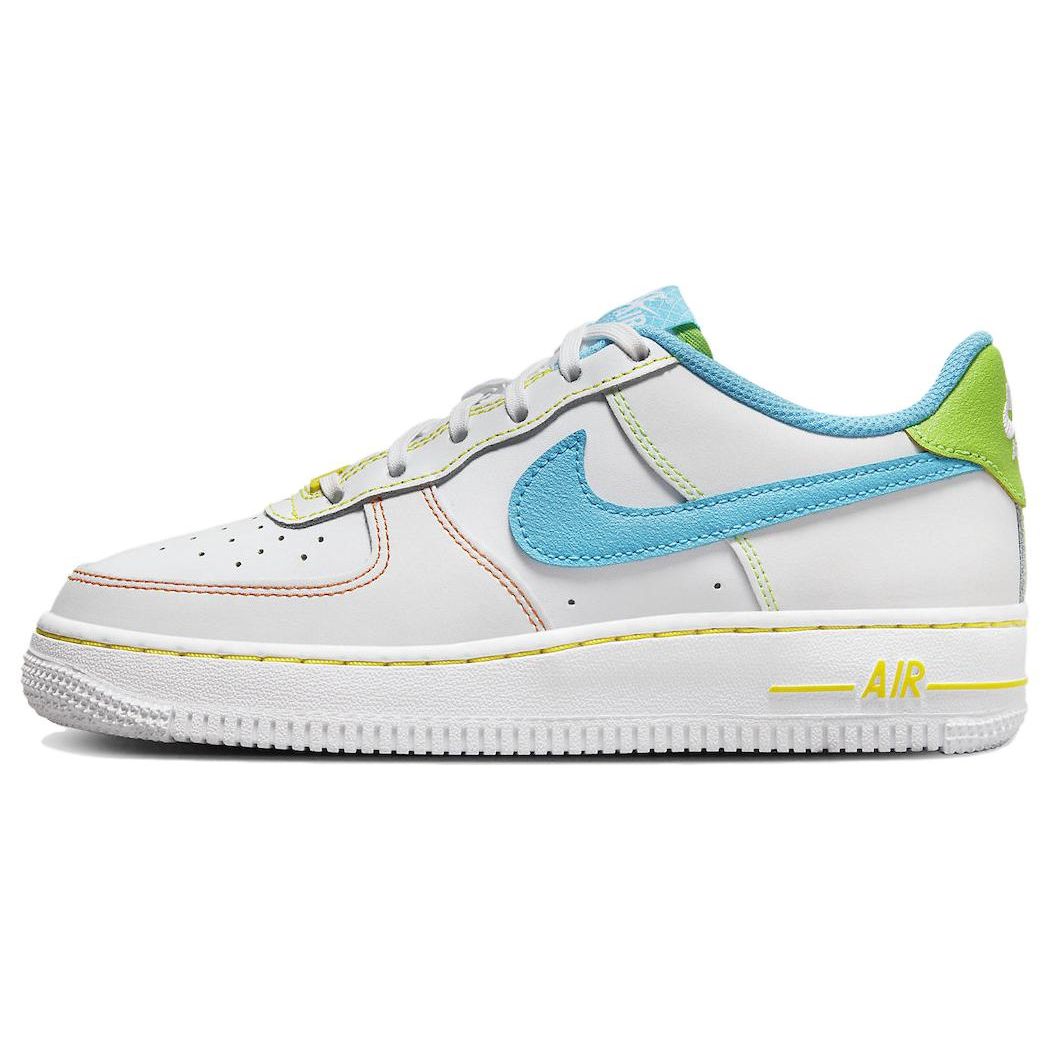 

Nike Air Force 1 Low GS Rainbow Stitch Kids Sneakers White Action-Green Opti-Yellow FJ4614-100 40