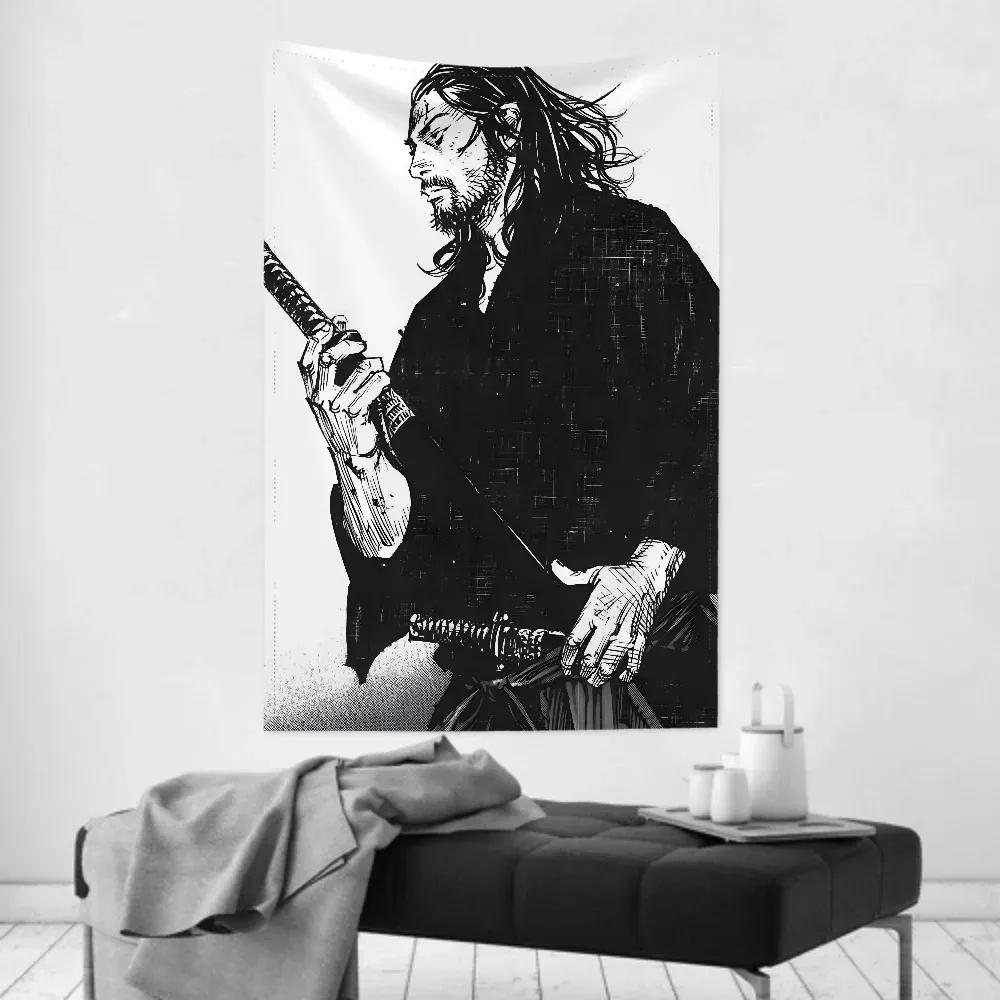 1pc Vintage Anime MMiyamoto MMusashi Vagabond Bushido Warrior Tapestry Wall Cloth Party Hanging Background Baby Room