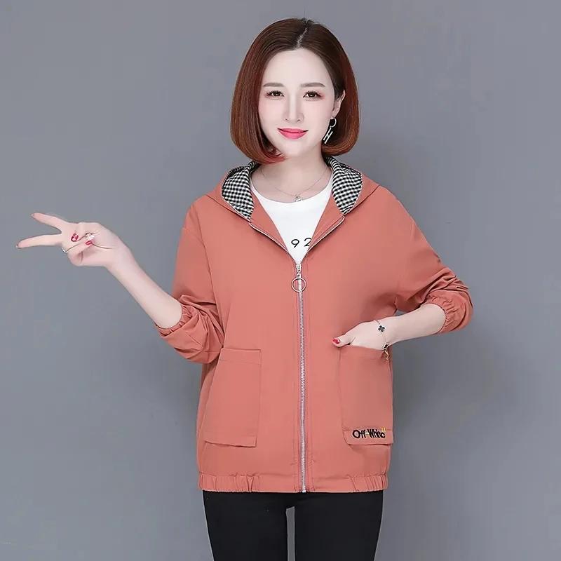 Women'S Clothes Spring Autumn Jacket Top Women Windbreaker Korean Loose Casual Hooded Jacket Ladies All-Match Coat
