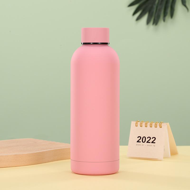 

Бутылка из нержавеющей стали 304 с узким горлышком 500 мл, цветная резиновая краска, термос-кружка, портативная дорожная кружка для улицы 500ml розовый